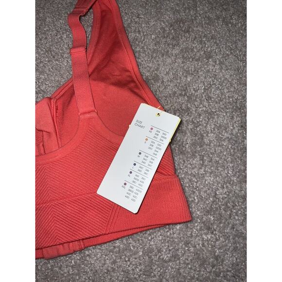 All in Motion Women's Neon Red Medium Support Seamless Zip-Front Sports Bra XS - Picture 3 of 3
